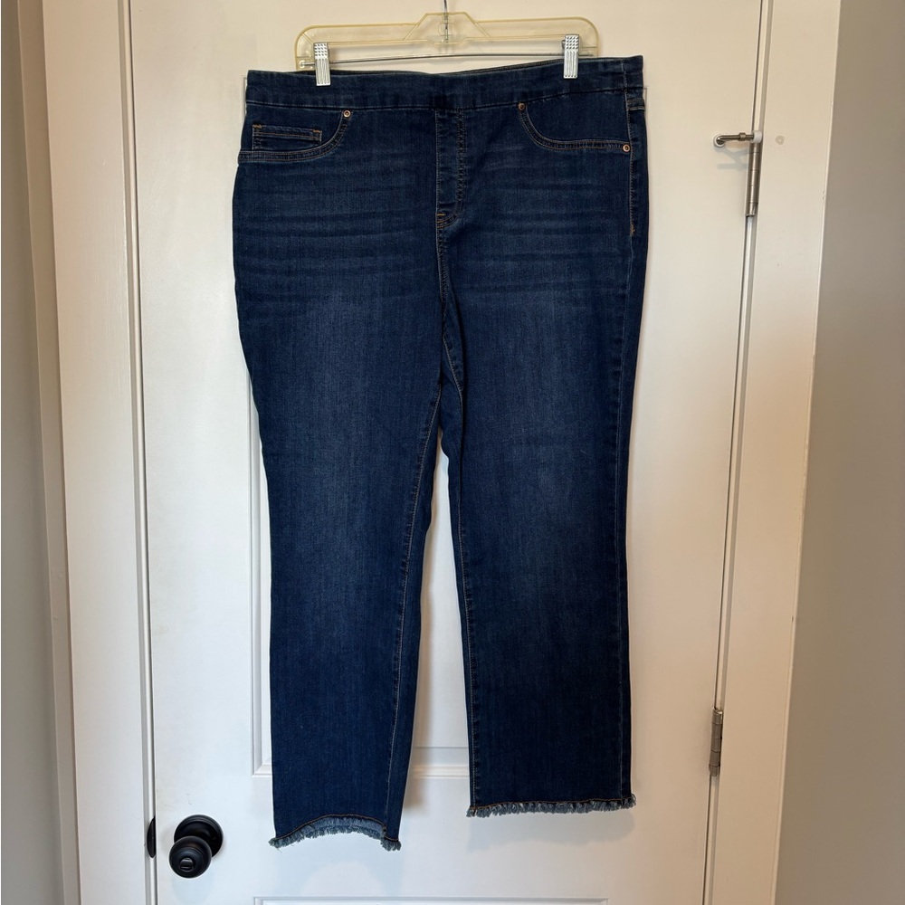 Tribal Jeans - Pull On Skinny Jegging Audrey Mid Rise Ankle Legging Frayed Hem